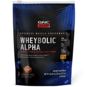 GNC AMP Wheybolic‚ Alpha Protein Powder + Testosterone & Power Support, Chocolate Fudge, 1.26 LB, 40g Whey Protein