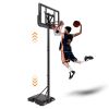 Basketball Hoop Basketball System 4.76-10ft Height Adjustable with 4 Basketball, Net Pocket, Inflator Set