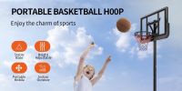 Basketball Hoop Basketball System 4.76-10ft Height Adjustable with 4 Basketball, Net Pocket, Inflator Set