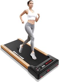 Wood Under Desk Treadmill, Walking Pad Treadmills for Home, Portable Treadmill with LED Display and Remote Control, Installation-Free Jogging Machine (Color: Wood)