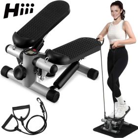 hiii,Steppers for Exercise at Home, Mini Stair Stepper 330 lb Capacity, Workout Stepper Machine for Exercise, Mini Stepper with Resistance Bands (colour: grey)